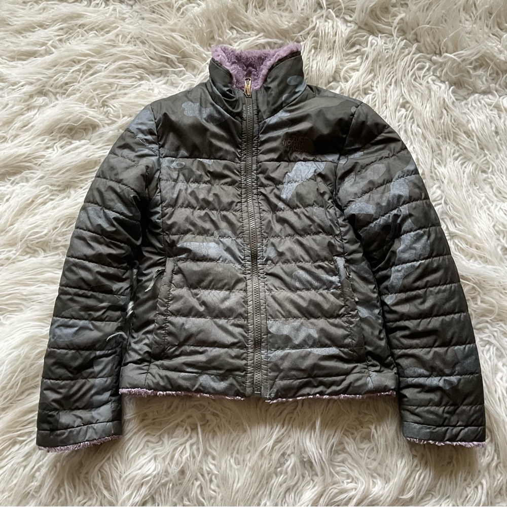 The North Face Kids Mossbud Reversible Jacket - Gray and Purple